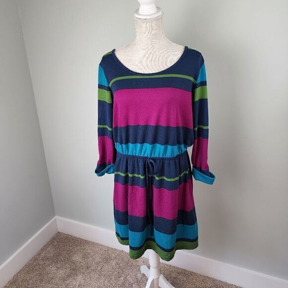 Derek Heart Women’s Elastic Tie Waist Rolled Sleeve Midi Dress Size XL - Picture 1 of 8